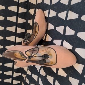 Boden pink tie-ankle pumps